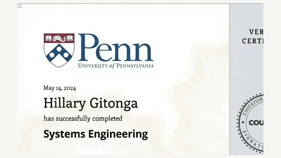 Cropped preview of University of Pennsylvania Systems Engineering certificate